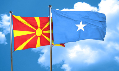 Macedonia flag with Somalia flag, 3D rendering