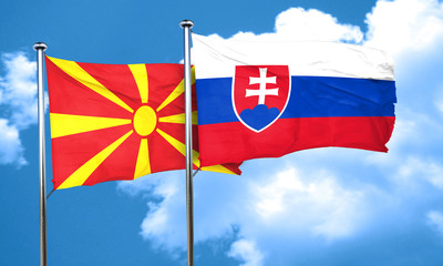 Macedonia flag with Slovakia flag, 3D rendering