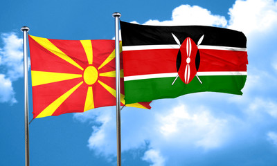 Macedonia flag with Kenya flag, 3D rendering