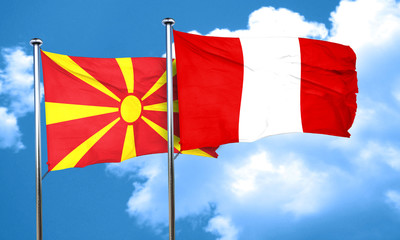 Macedonia flag with Peru flag, 3D rendering