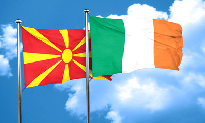 Macedonia flag with Ireland flag, 3D rendering