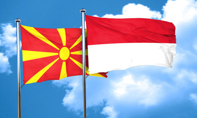 Macedonia flag with Indonesia flag, 3D rendering
