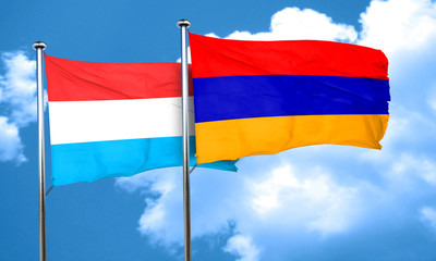 Luxembourg flag with Armenia flag, 3D rendering