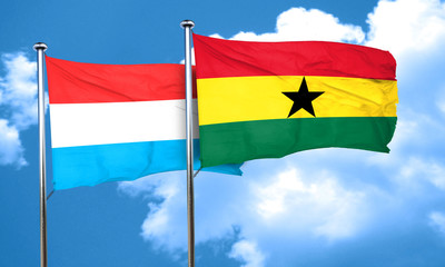 Luxembourg flag with Ghana flag, 3D rendering