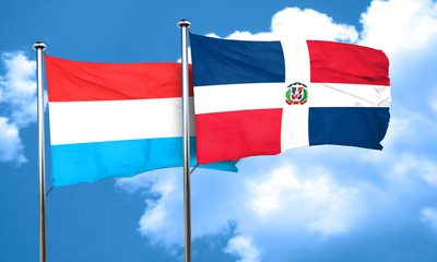 Luxembourg flag with Dominican Republic flag, 3D rendering