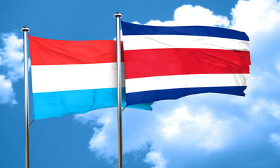 Luxembourg flag with Costa Rica flag, 3D rendering