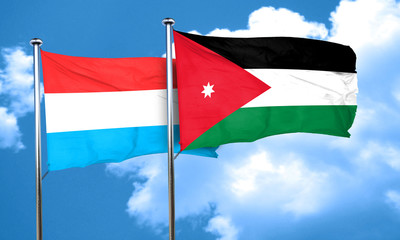Luxembourg flag with Jordan flag, 3D rendering