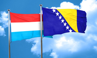 Luxembourg flag with Bosnia and Herzegovina flag, 3D rendering