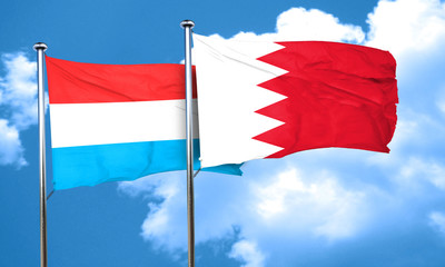 Luxembourg flag with Bahrain flag, 3D rendering