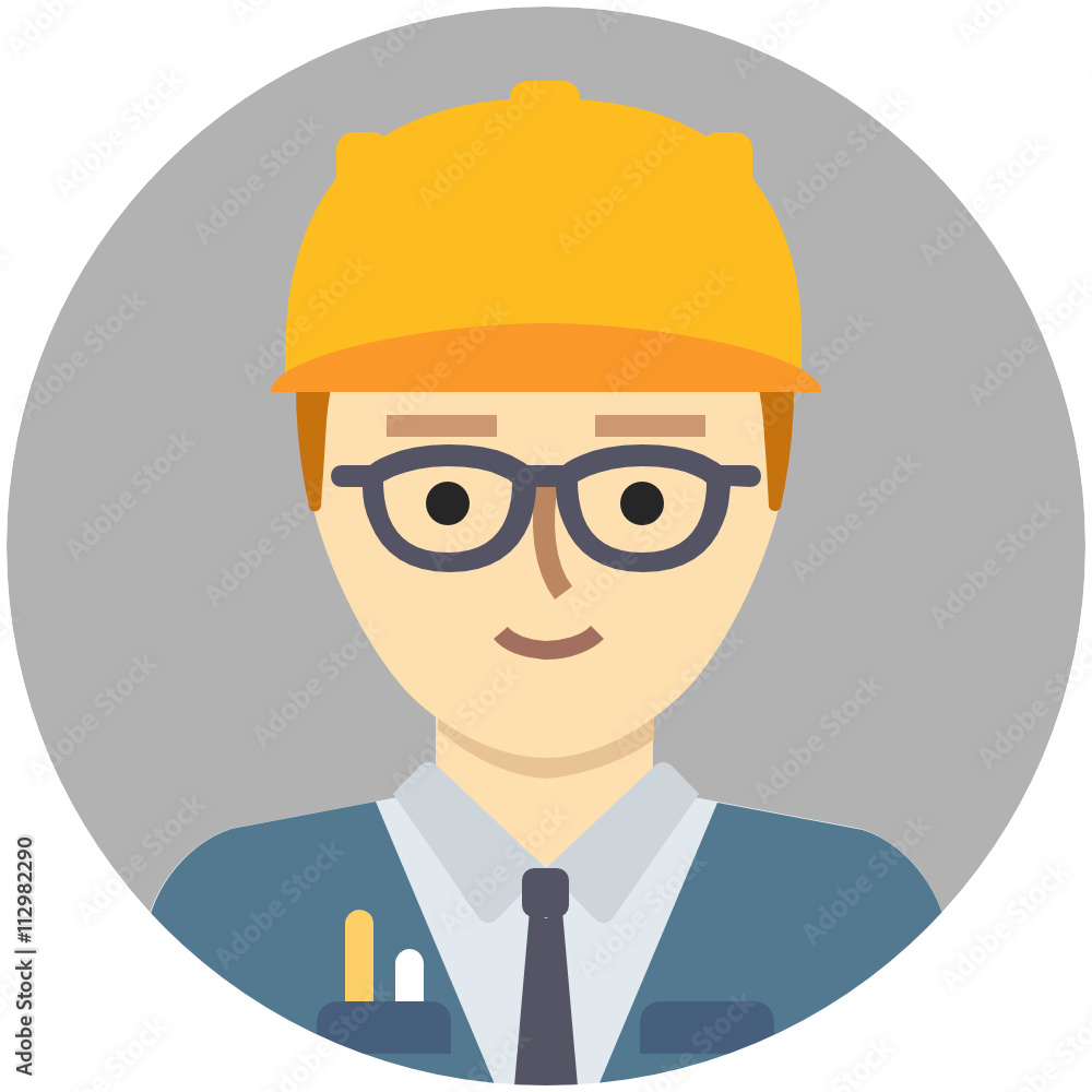 Sticker Engineer Avatar Male . Modern minimalistic design.