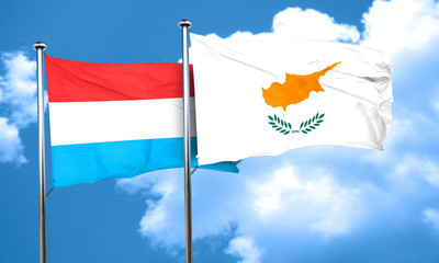 Luxembourg flag with Cyprus flag, 3D rendering