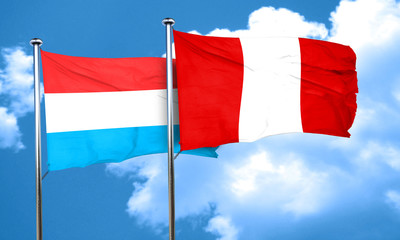 Luxembourg flag with Peru flag, 3D rendering