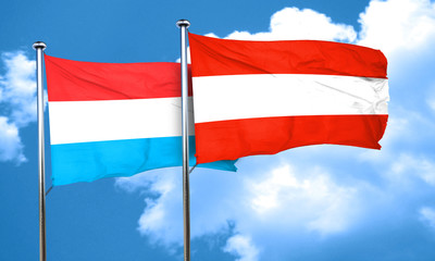 Luxembourg flag with Austria flag, 3D rendering