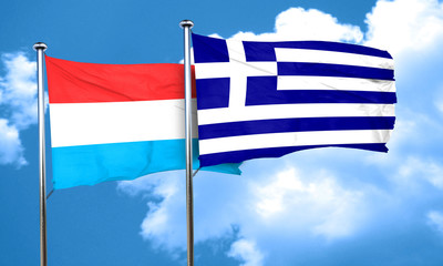 Luxembourg flag with Greece flag, 3D rendering