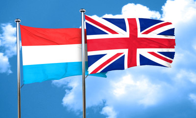 Luxembourg flag with Great Britain flag, 3D rendering