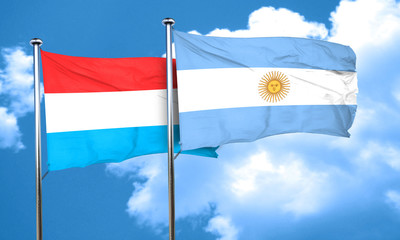 Luxembourg flag with Argentine flag, 3D rendering