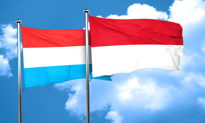Fototapeta na wymiar Luxembourg flag with Indonesia flag, 3D rendering