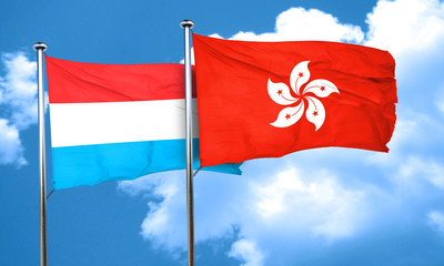 Luxembourg flag with Hong Kong flag, 3D rendering