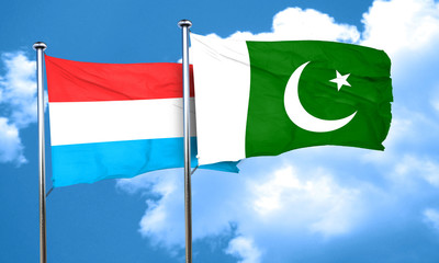 Luxembourg flag with Pakistan flag, 3D rendering