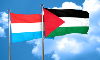 Luxembourg flag with Palestine flag, 3D rendering