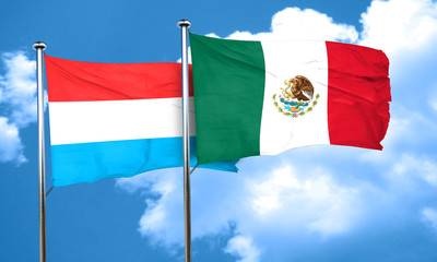 Luxembourg flag with Mexico flag, 3D rendering