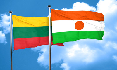 Lithuania flag with Niger flag, 3D rendering