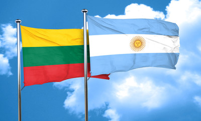 Lithuania flag with Argentine flag, 3D rendering