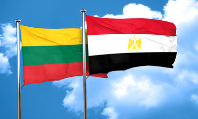 Lithuania flag with egypt flag, 3D rendering