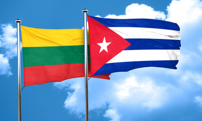 Lithuania flag with cuba flag, 3D rendering