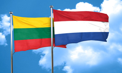 Lithuania flag with Netherlands flag, 3D rendering