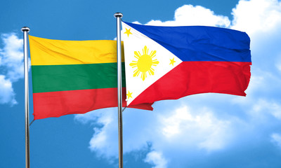 Lithuania flag with Philippines flag, 3D rendering