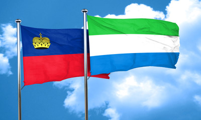 Liechtenstein flag with Sierra Leone flag, 3D rendering