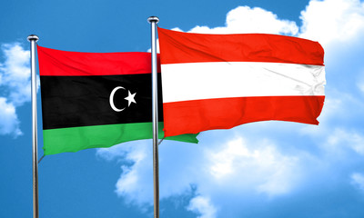 Libya flag with Austria flag, 3D rendering