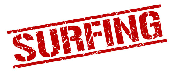surfing red grunge square vintage rubber stamp