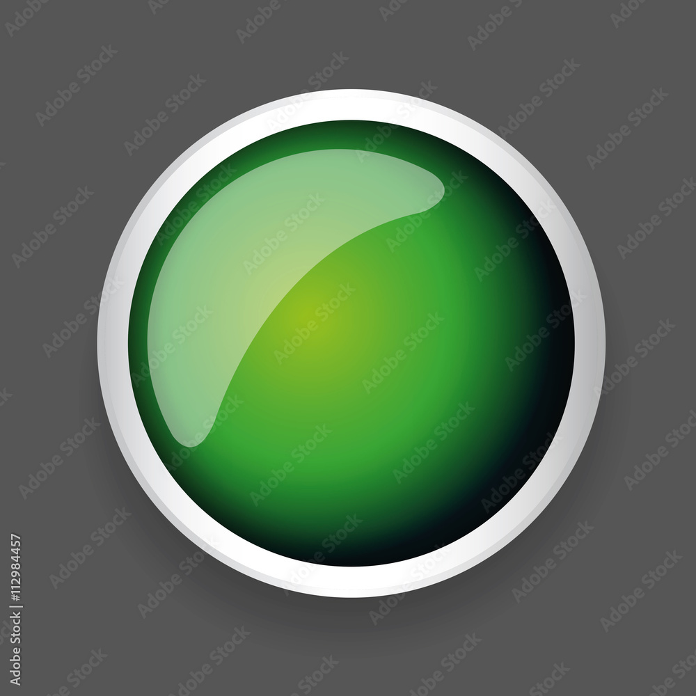 Poster green shiny button with metallic elements