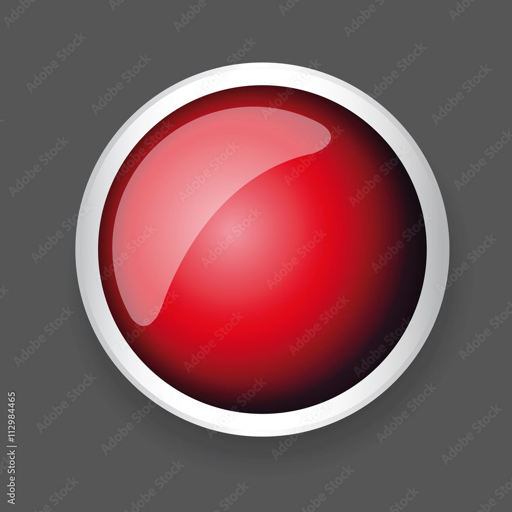 Poster red shiny button with metallic elements