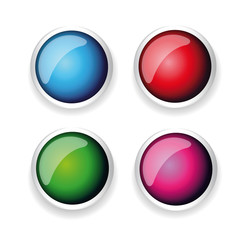 Colorful shiny button set with metallic elements