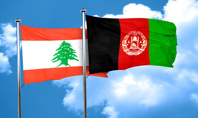 Lebanon flag with afghanistan flag, 3D rendering