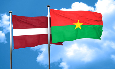 Latvia flag with Burkina Faso flag, 3D rendering