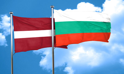 Latvia flag with Bulgaria flag, 3D rendering