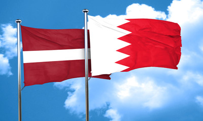 Latvia flag with Bahrain flag, 3D rendering