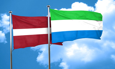Latvia flag with Sierra Leone flag, 3D rendering