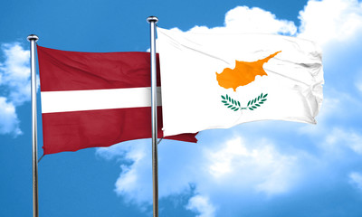 Latvia flag with Cyprus flag, 3D rendering