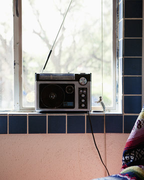 Radio on windowsill 