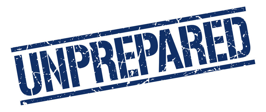 unprepared blue grunge square vintage rubber stamp