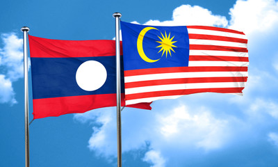 Laos flag with Malaysia flag, 3D rendering