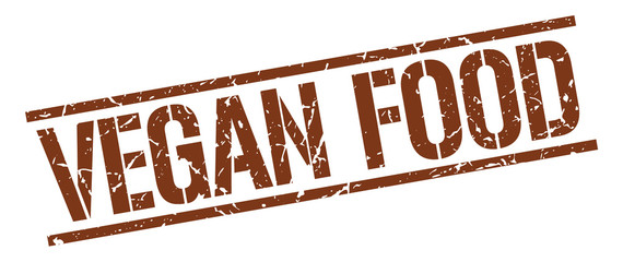 vegan food brown grunge square vintage rubber stamp