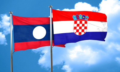 Laos flag with Croatia flag, 3D rendering
