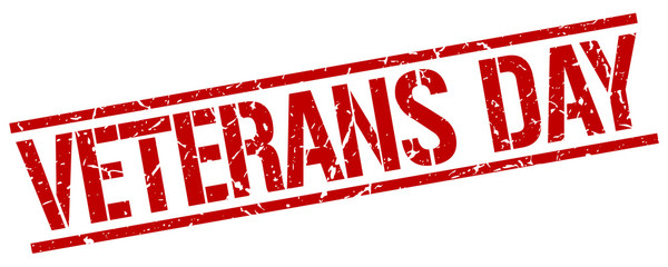 veterans day red grunge square vintage rubber stamp