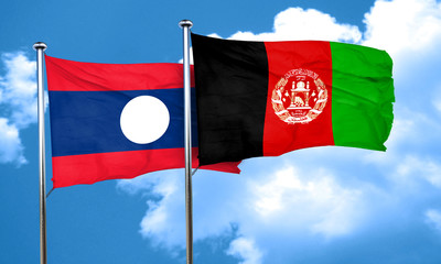 Laos flag with afghanistan flag, 3D rendering